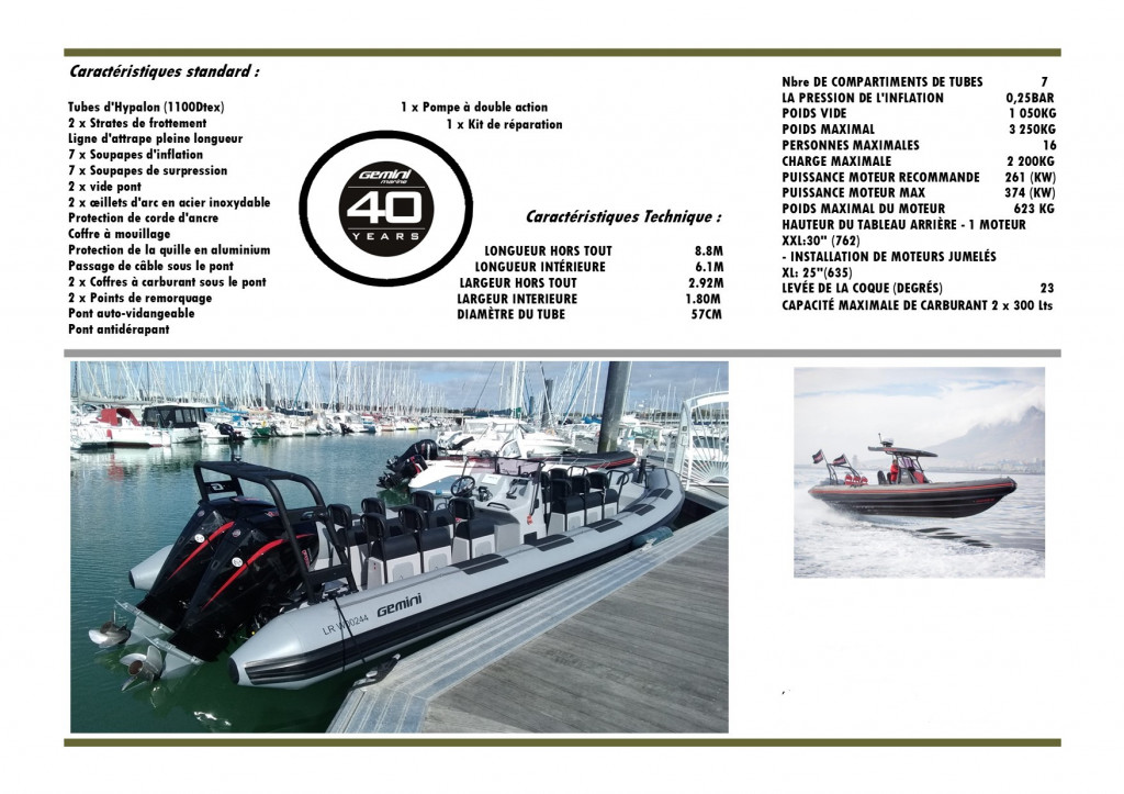 GEMINI  WR 880 certification 222 navire de charge et 241 transport de passager